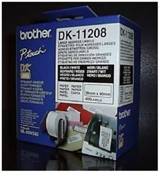Original Einzel-Etiketten Brother DK11208, 38mm x 90mm, 400 Stück, weiß,  