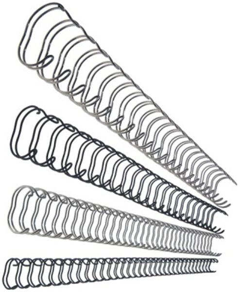 Drahtbinderrücken für 60 Blatt (8.0mm) silber Leitz US-Teilung 34 Ringe (27710) 