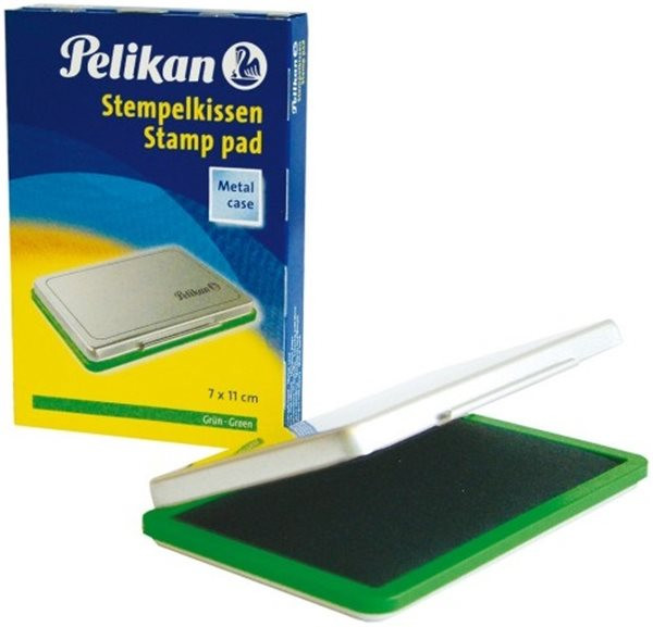 Stempelkissen (Größe 11x07cm) grün Pelikan, Metall Deckel 