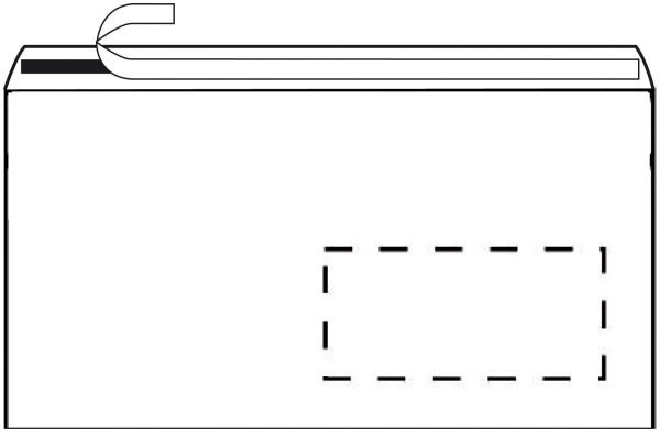 Kuvert 25x DIN lang=110x220mm, mit Fenster, weiß, Haftklebung