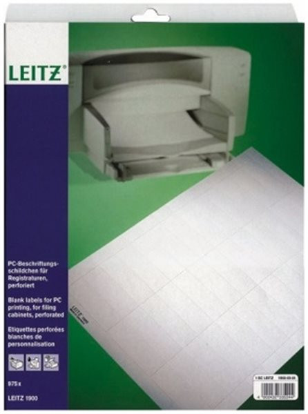 Blanko-Schildchen weiß 25 Blatt je 39 Stk 60x21mm Leitz mit Perforation 