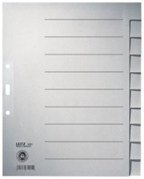 Register blanko A4 10-teilig Tauenpapier Leitz 100g grau 240x300mm Tab verstärkt 