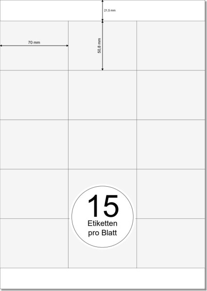 PRINTATION Papier-Etiketten (B70xH50,8mm) 100xA4 à 15 Eti. 