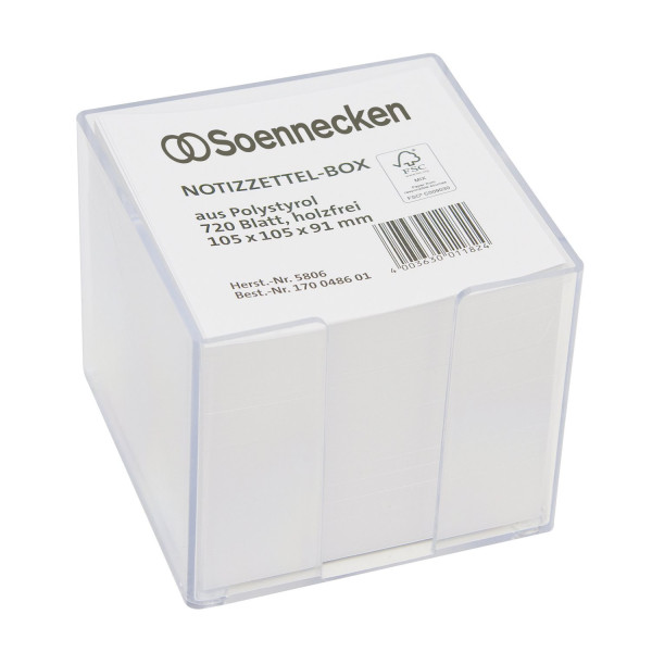 Zettelbox transparent 720 Blatt weiß 9,7x9,7cm 