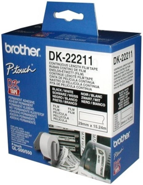 Original Endlos-Etiketten Brother DK22211, 29mm x 15,24m, weiß, Folie 