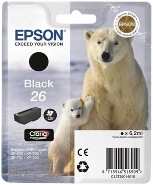 Original Tinte Epson T2601 / 26, ca. 220 S., schwarz 