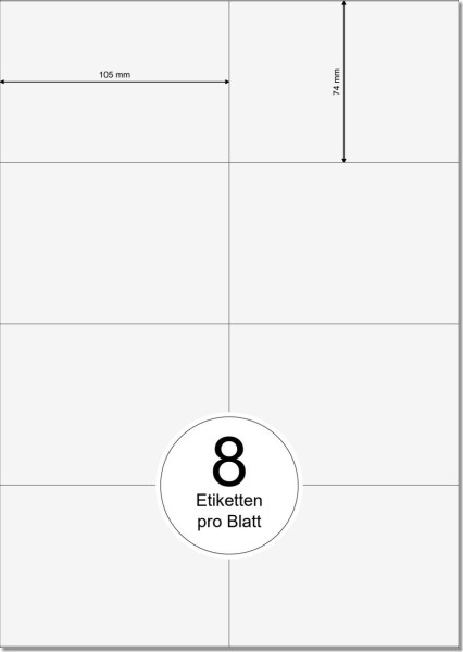 PRINTATION Folien-Etiketten klar transparent (B105xH74mm=A7) 10xA4 à 8 Eti.  
