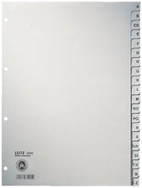 Register A-Z A4 volle Höhe Tauenpapier Leitz 100g grau 225x300mm (4300-00-85) 