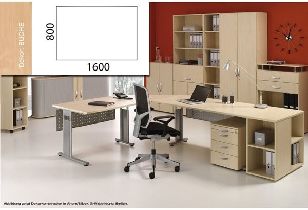 Arbeitstisch Lissabon B1600xT800xH680-820mm Buche Tischform: Rechteck 