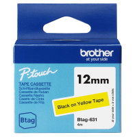 Original Beschriftungsband Brother BTAG-631, 12mm x 4m, schwarz auf gelb 