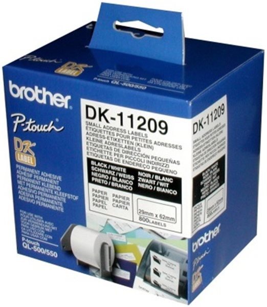 Original Einzel-Etiketten Brother DK11209, 29mm x 62 mm, 800 Stück, weiß,  