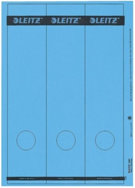 Rückenklebeschild lang + breit Leitz blau auf A4-Träger (1687-00-35) 