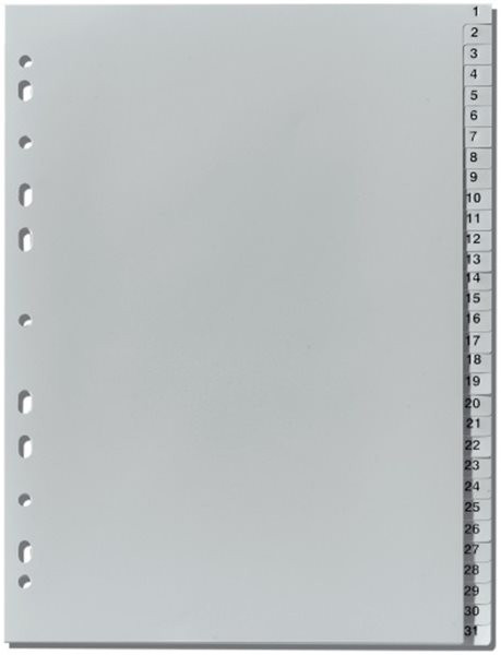 Register 1-31 A4 Plastik PP-Folie Herlitz, 225x297mm, Eurolochung 