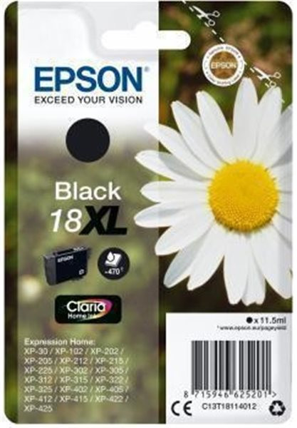 Original Tinte Epson T1811 / 18XL, ca. 175 S., schwarz, MHD abgelaufen 