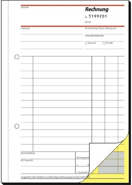 Formularblock Rechnung A5 2x50 Blatt sigel selbstdurchschreibend, nummeriert 