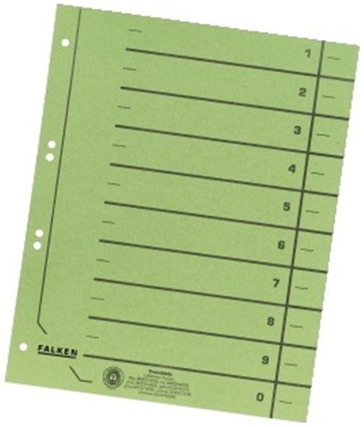 Trennblatt A4 grün 250g Falken 240 x 300mm schwarzer Organisationsdruck