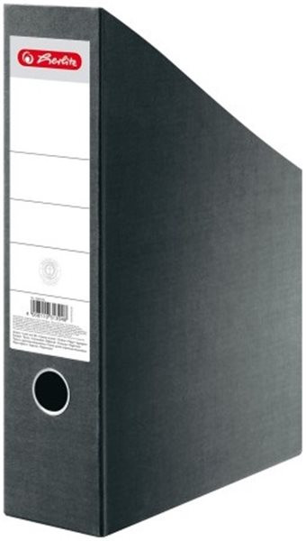 Stehsammler aus Hartpappe Herlitz schwarz mit Griffloch mit Beschriftungsfeld