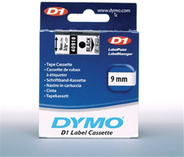 Original Beschriftungsband Dymo 40910, 9mm x 7m, schwarz auf transparent