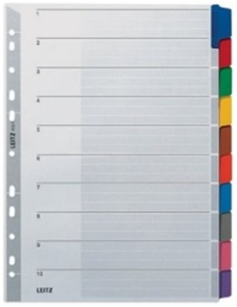 Register blanko A4 10-teilig Karton Leitz 160g grau 225x297mm Tabs farbig