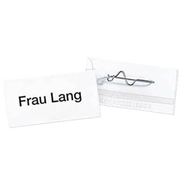 Namensschilder Kunststoff mit Wellennadel 54x90mm weiß blanko 