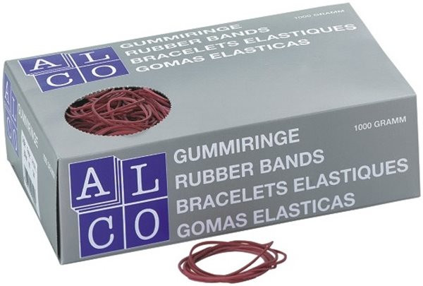 Gummiringe 40mm Durchmesser, rot, 1 kg Karton, Alco