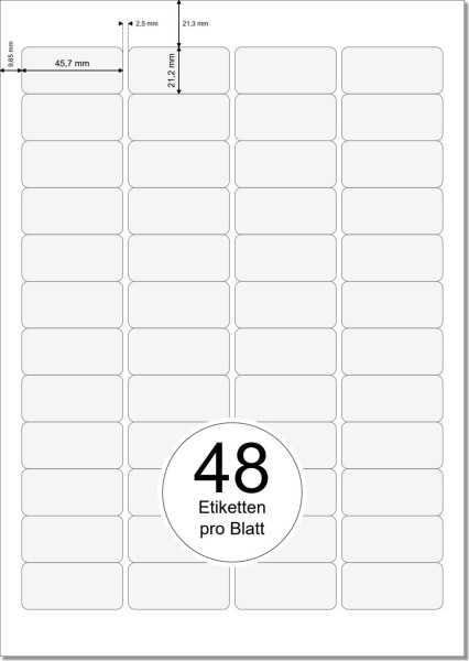 PRINTATION Folien-Etiketten klar transparent (B45,7xH21,2mm) 25xA4 à 48 Eti.  