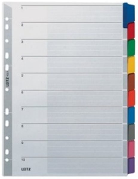 Register blanko A4 10-teilig Karton Leitz 160g grau 225x297mm Tabs farbig 
