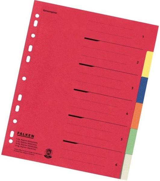 Register blanko A4 6-teilig Karton Falken 230g 6 Farben 240x297mm  