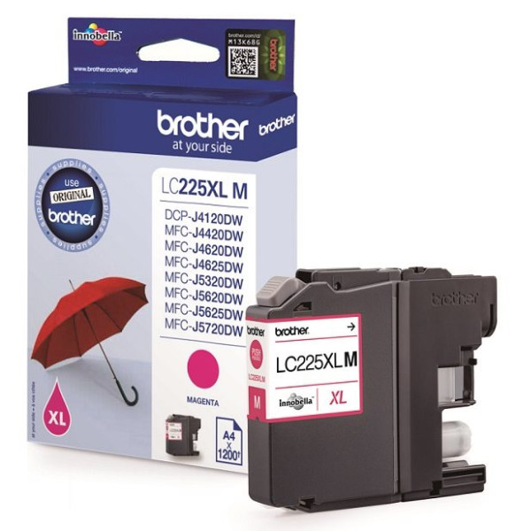 Original Tinte Brother LC-225XLM, ca. 1.200 S., magenta