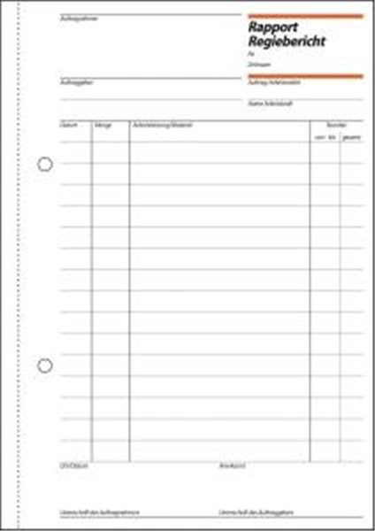 Formularblock Rapport/Regiebericht A5 100 Blatt sigel mit Blaupapier 