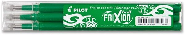 PILOT PEN Frixion Ball 07 Ersatzminen - 3er Set grün Strichstärke 0,4mm 
